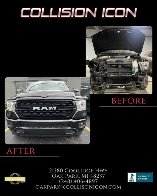 RAM pickup before and after front-end repair